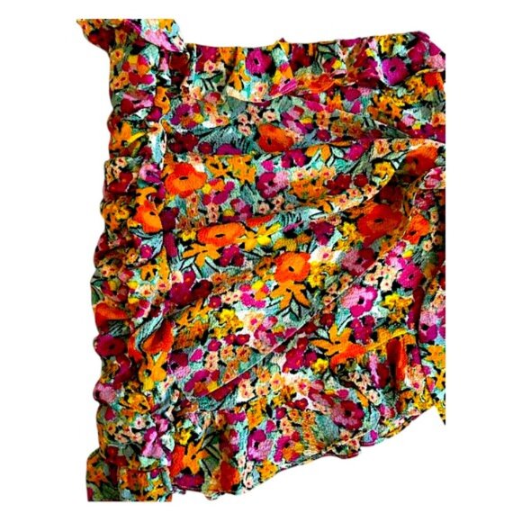 For Love & Lemons Kira Floral Wrap Ruffle Mini Skirt Multi Resort Party M - Picture 4 of 11